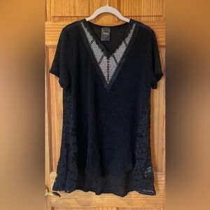 Vocal Black Lace Accent Blouse